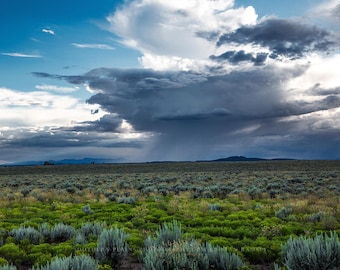 Desert Photography Print - Picture of Monsoon Storm Over Mountains Near Taos New Mexico Scenic Southwest Sky Landscape Decor 4x6 to 30x45