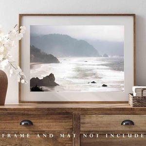 Beach Photography Print: Oregon Coast Pacific Northwest Coastal Seascape Foggy Landscape Canvas Metal Framed Picture Photo Wall Art Decor image 6