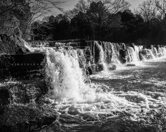 Natural Dam Photography Print: Arkansas Black and White Landscape Scenic Ozark Mountains Canvas Metal Framed Picture Photo Wall Art Decor