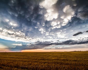 Texas Fine Art Photography Print - Picture of Beautiful Sky Above Field in Western Texas After Storms Landscape Wall Art Scenic Photo