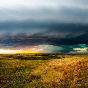 Storm Picture - Fine Art Landscape Photography Print of Thunderstorm Over Open Prairie in Kansas Weather Wall Art Photo Decor 5x7 to 40x60