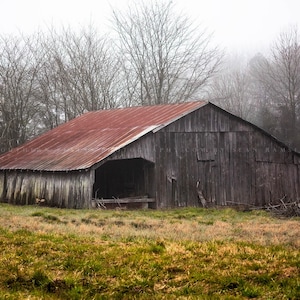 Barn Arkansas • Print | Canvas | Metal | Framed • Rustic, Fog, Country, Farmhouse, Landscape, Color, Photography, Picture, Wall Art, Decor