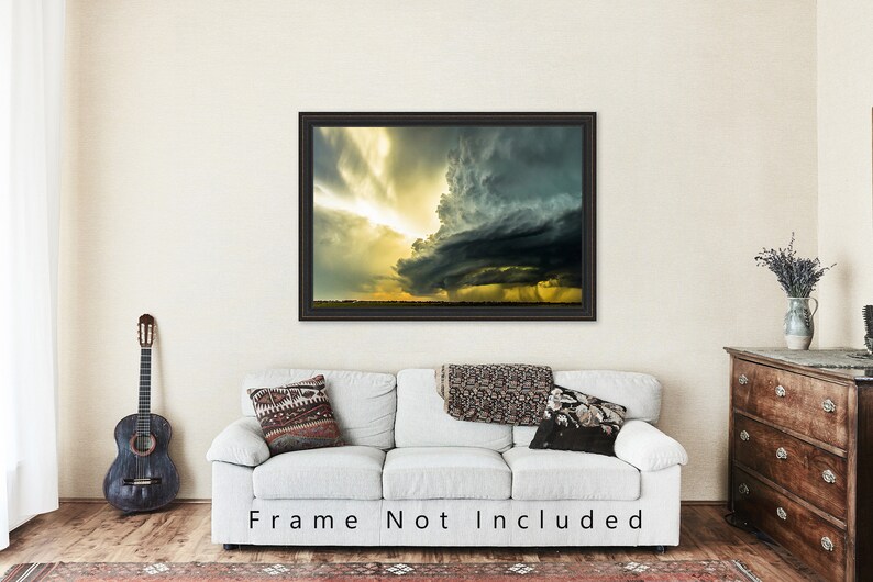 Storm Photography Print Picture of Supercell Thunderstorm Backlit by Sunlight on Spring Day in Oklahoma Thunderstorm Wall Art Nature Decor image 5