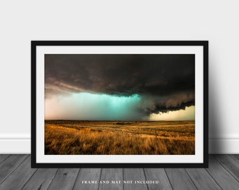 Storm Wall Art - Picture of Thunderstorm Over Open Prairie in Texas -  Weather Landscape Photography Prairie Photo Print Artwork Decor