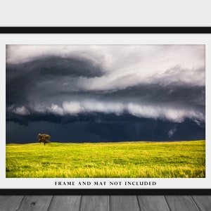 Storm Photography Print Picture of Thunderstorm Passing Behind Lone Tree on Nebraska Prairie Landscape Wall Art Nature Decor image 3