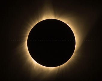 Total Solar Eclipse Nebraska • Print | Canvas | Metal | Framed • Sun Flares, Moon, Celestial, Science, Photography, Picture, Wall Art, Decor
