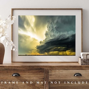 Storm Photography Print Picture of Supercell Thunderstorm Backlit by Sunlight on Spring Day in Oklahoma Thunderstorm Wall Art Nature Decor image 4