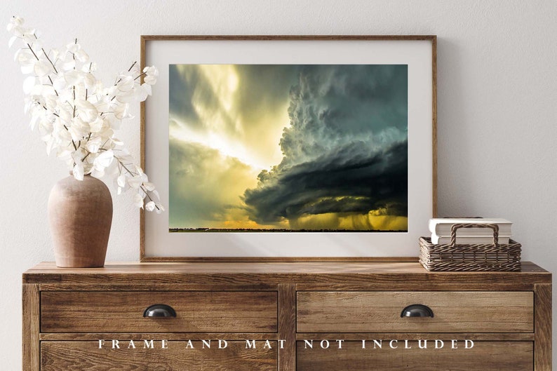Storm Photography Print Picture of Supercell Thunderstorm Backlit by Sunlight on Spring Day in Oklahoma Thunderstorm Wall Art Nature Decor image 4