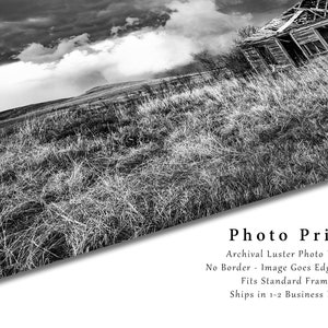 Black and White Photography Art Print Picture of Old Abandoned House and Passing Storm On Kansas Prairie Vintage Style Rustic Decor image 2