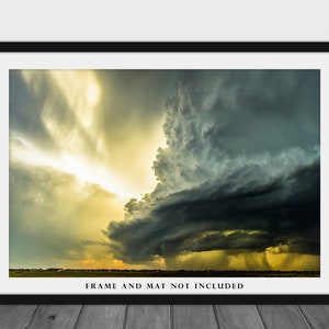 Storm Photography Print Picture of Supercell Thunderstorm Backlit by Sunlight on Spring Day in Oklahoma Thunderstorm Wall Art Nature Decor image 3