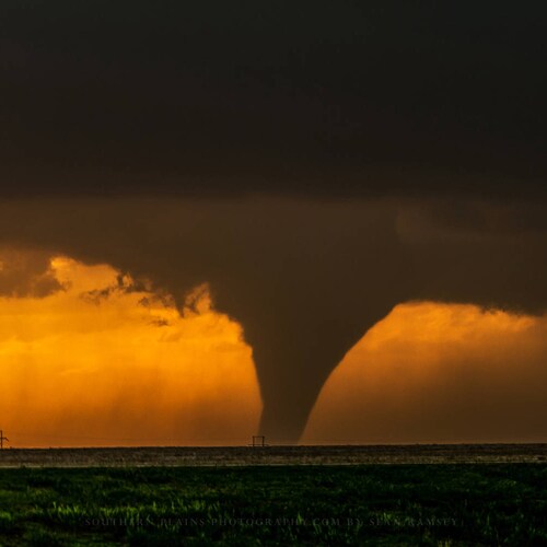 Storm Photography Print Picture of Twin Tornadoes on Spring Day in Kansas 