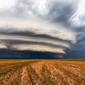 Storm Photography Print: Kansas Supercell Thunderstorm Shelf Cloud Great Plains Landscape Canvas Metal Framed Picture Photo Wall Art Decor