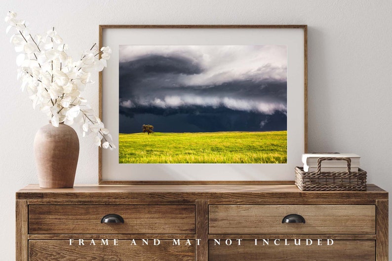 Storm Photography Print Picture of Thunderstorm Passing Behind Lone Tree on Nebraska Prairie Landscape Wall Art Nature Decor image 4