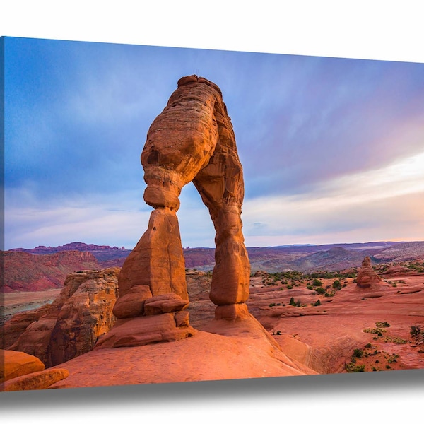 Western Canvas Wall Art (Ready to Hang) Gallery Wrap of Delicate Arch in Arches National Park Utah Moab Photography Western Decor