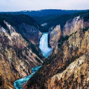Lower Falls Yellowstone National Park Wyoming • Print | Canvas | Metal | Framed • Waterfall, Landscape, Photography, Picture, Wall Art