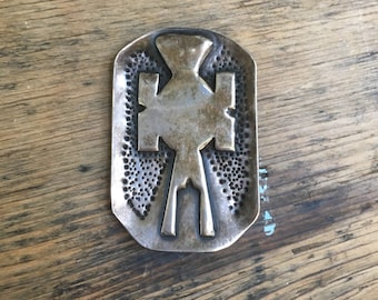 Antique Mexican Brass/Silver Abstract Pin