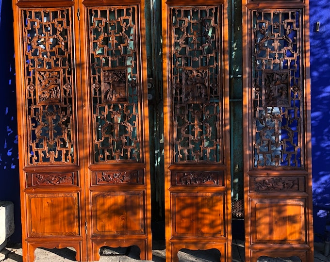 Antique Chinese Wood Panel Screens - Etsy
