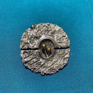 Guy Vidal Brutalist Pewter/Brass Circle Brooch