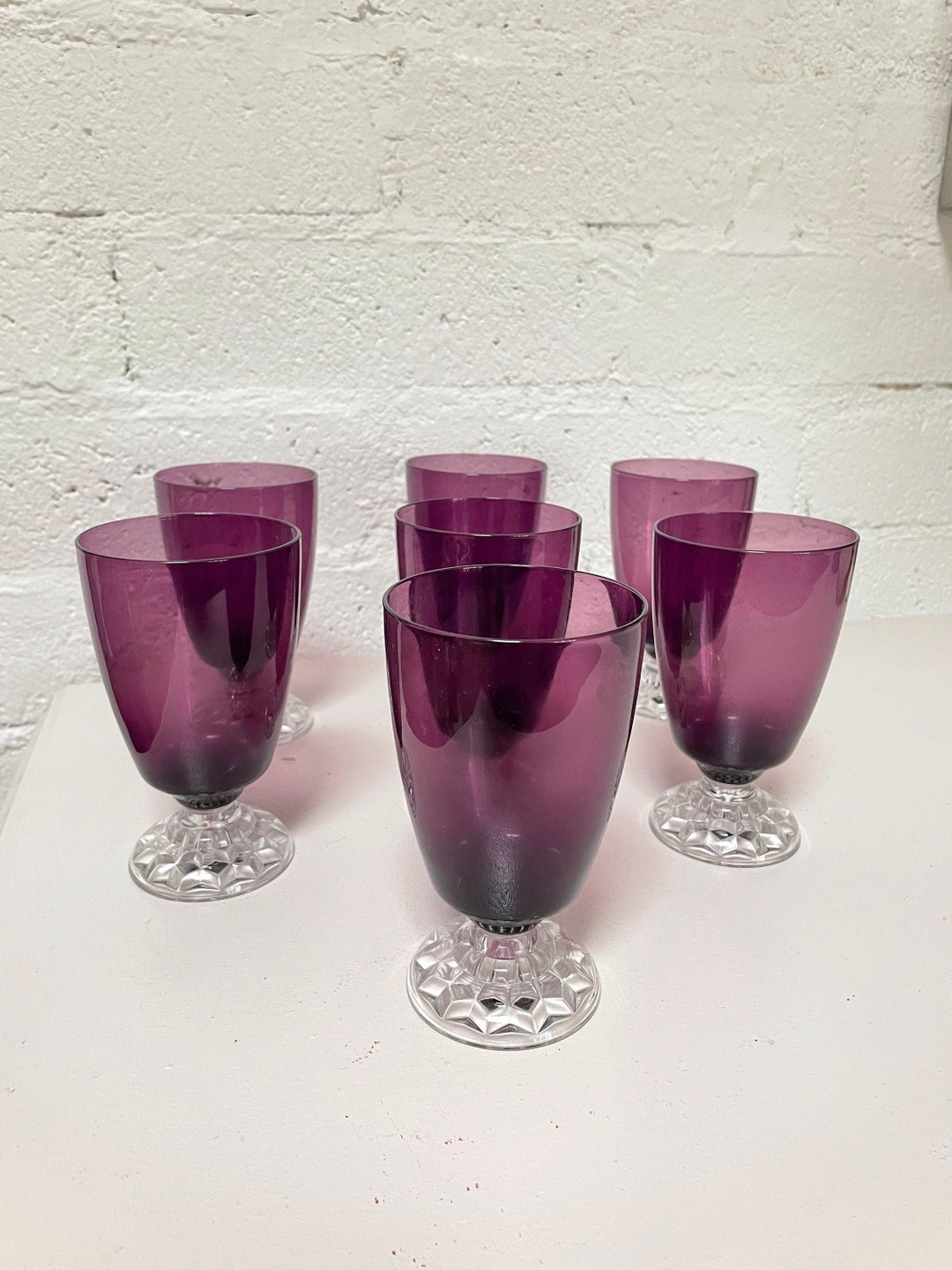 Vintage Mid Century Purple Glass Set Etsy