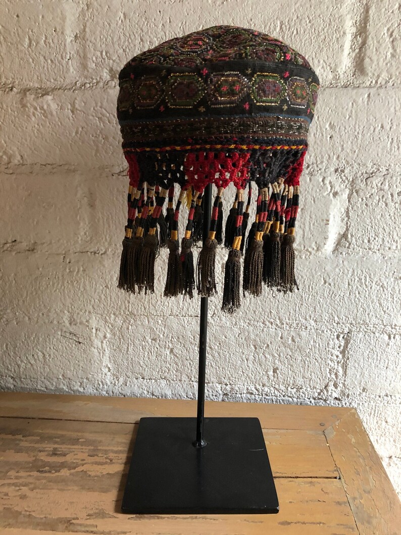 Vintage Antique Handmade Hand Embroidered Ethnic Tribal Hat image 5