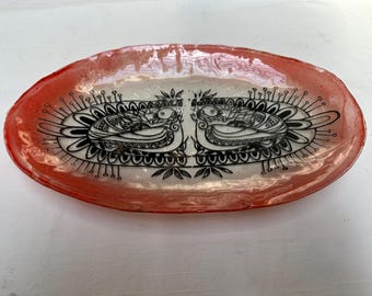 Plato vintage hecho a mano de mediados de siglo