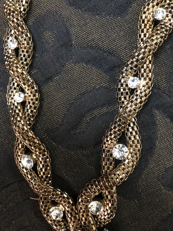 Vintage Long Braided Bronze Colored and Rhineston… - image 6