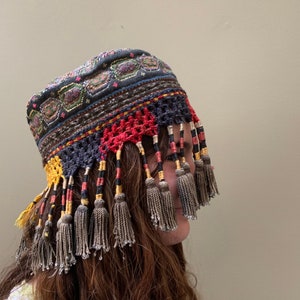 Vintage Antique Handmade Hand Embroidered Ethnic Tribal Hat image 3