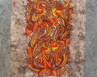 Vintage Mexican Amate Art Bark Paper
