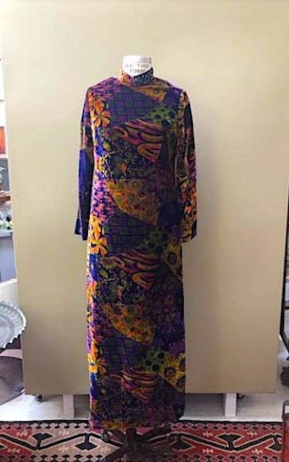 Vintage Velvet Funky Long Sleeve Long Dress