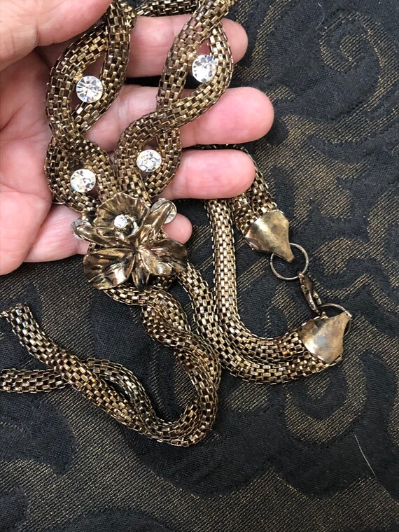Vintage Long Braided Bronze Colored and Rhineston… - image 7