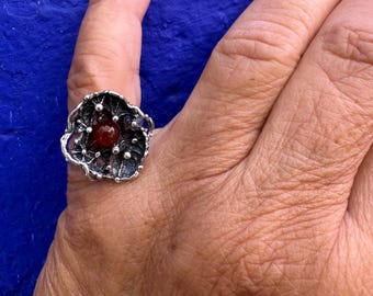 Anello brutalista vintage in argento sterling