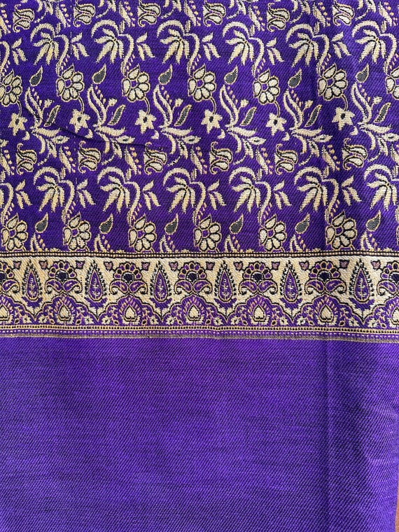 Purple and Gold Indian Textile or Shawl - image 2