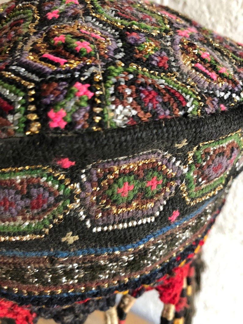 Vintage Antique Handmade Hand Embroidered Ethnic Tribal Hat image 7