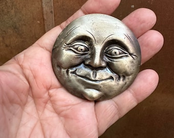 Vintage 1970s Brass Moon Belt Buckle