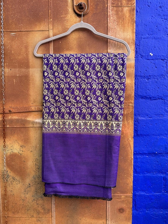 Purple and Gold Indian Textile or Shawl