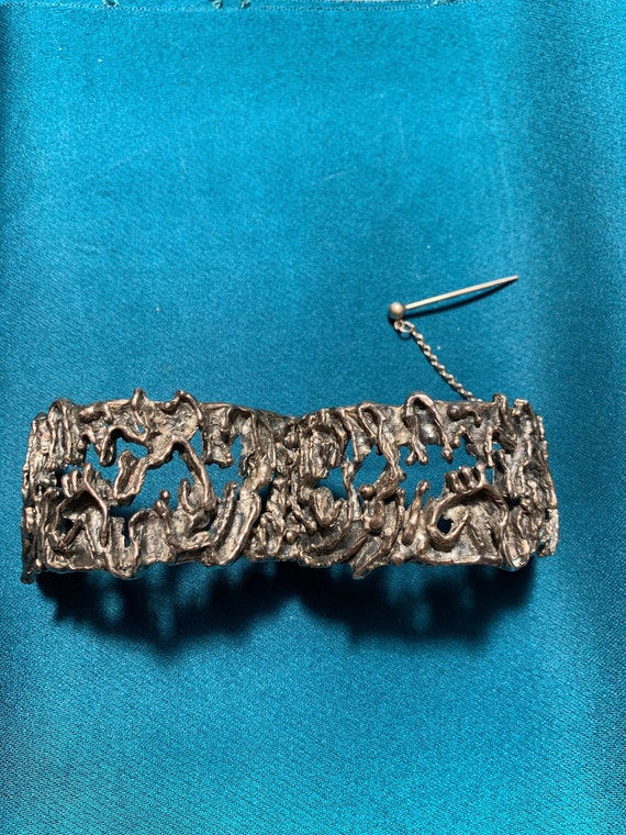 Guy Vidal Modernist Textured Hinged Bracelet - image 2