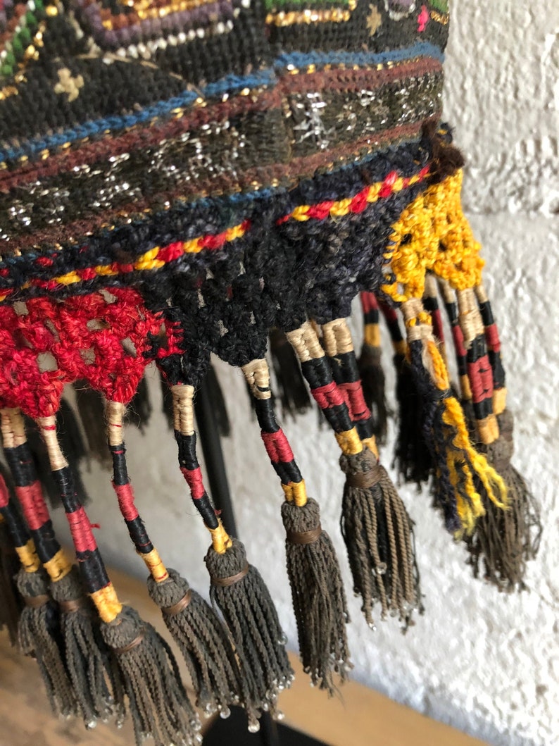 Vintage Antique Handmade Hand Embroidered Ethnic Tribal Hat image 8