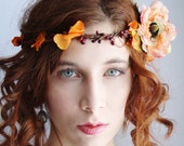 Flower crown Festival floral crown Rustic bridal circlet boho hippie flower halo Woodland wedding flower crown elven flower headband JUNE