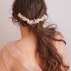 organza flower hair barrette organza flower hair clip barrette image 1