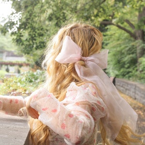 bow hair bow pink mega bow statement bow summer accessory organza pink bow hair bow barrette pink hairbow