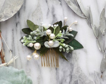 eucalyptus Hair comb greenery Bridal hair comb pearl comb flower pearl comb wedding dried flower comb bridal floral hair piece southwestern