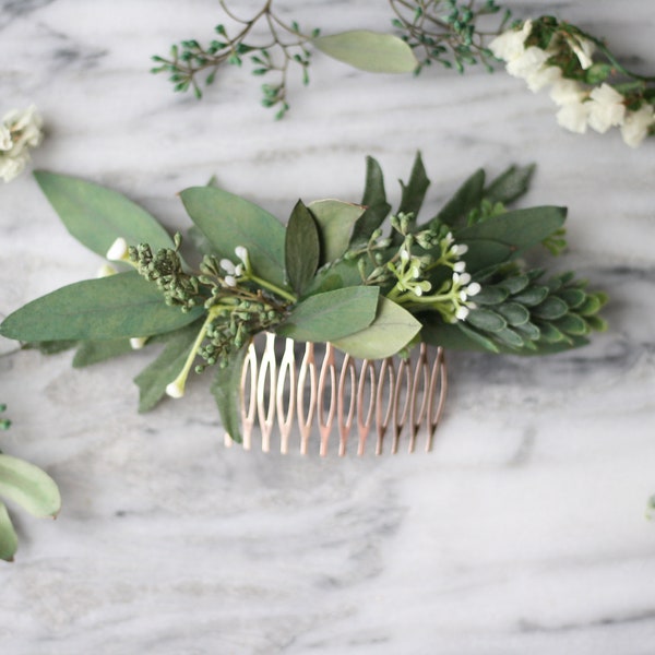 eucalyptus Hair comb greenery Bridal hair comb floral comb flower babys breath comb wedding dried flower comb bridal floral hair piece leaf