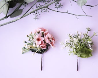 Hair pin set bridal hair piece baby breath flower pin bridal flower bobby pin bridal hair accessory flower pin blush hair pin