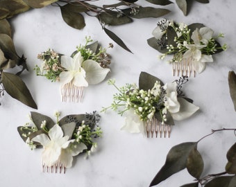 white green comb eucalyptus bridal hairpiece flower pin  dried ivory flower bobby pin bridal hair accessory flower pin bridesmaid  minicomb