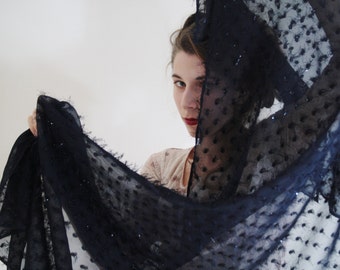sheer navy blue evening wrap