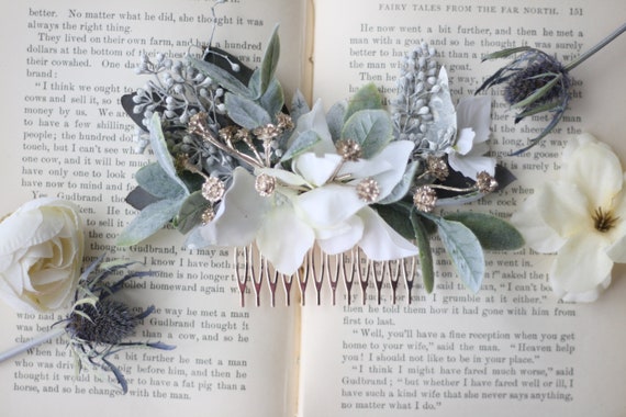 Eucalyptus Hair Comb Bridal Gold Bridal Hairpiece Baby Breath Etsy