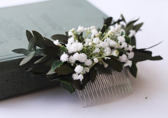 Eucalyptus Hair Comb Greenery Bridal Hair Vine Boho White Baby Breath Flower Comb Botanical White Flower Hair Comb Bridal Floral Hair Piece Accessories Hair Accessories Valresa Com