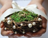 Ring bearer pillow Rustic nest ring pillow Rustic ring box Rustic wedding nest pillow Woodland ring holder Moss nest ring pillow HELENA