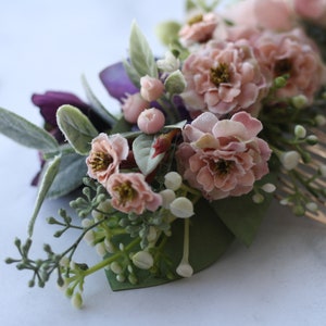 Eucalyptus half flower crown baby breath flower greenery crown blush Bridal hair vine pink bridal comb baby breath hair comb hair piece image 5