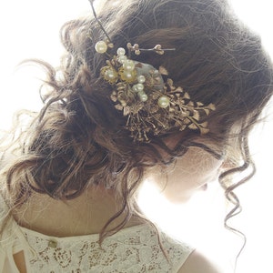 Gold Hair comb Bridal flower hair comb boho gold flower comb flower girl hair comb festival flower comb woodland hair comb floral STELLA image 1